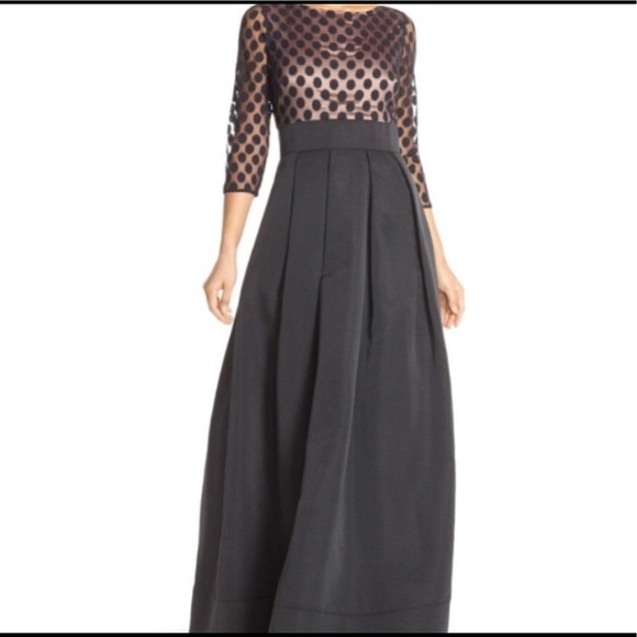 Eliza J Dresses & Skirts - Eliza J Long Cocktail Dress Black NWT Polka Dots 6